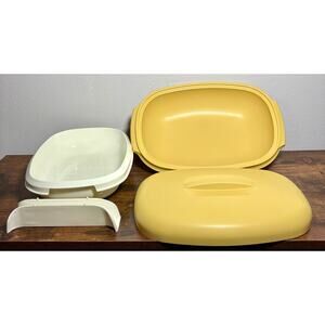 Vintage 1970's Tupperware 1273-6 Harvest Gold 4 Pc 6 Cup Rice Vegetable Steamer